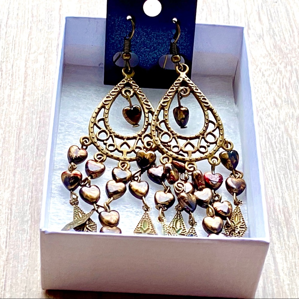 Earrings Boho Antiqued Brass style -NEW - Picture 6 of 6